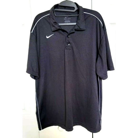 Nike Dri Fit Polo Black/ White Trim Short Sleeve - Picture 1 of 6
